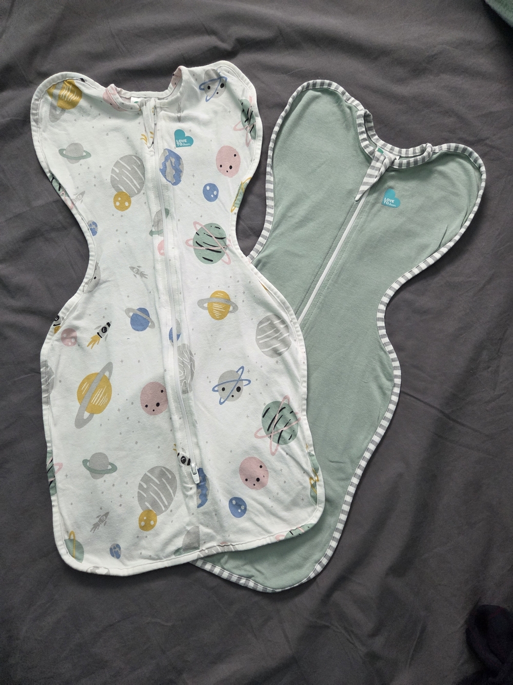 Love To Dream Swaddle Bundle - Space Print + Sage/Mint Green
